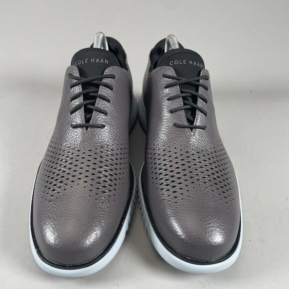 Cole Haan 2.ZERØGRAND Lined Laser Wingtip Men 8 M Gray Pebbled Casual Dress Shoe - Picture 2 of 8